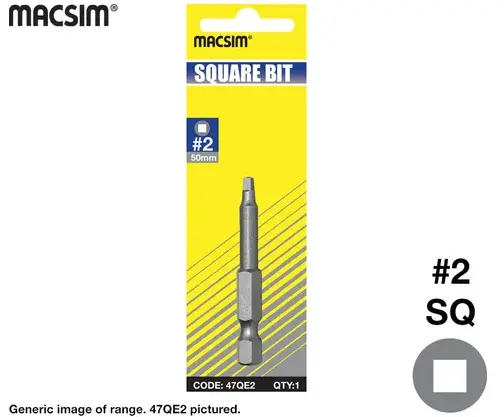 1/4" Hex Shank Square Drive Bit – 2 Mm × 100 Mm 1