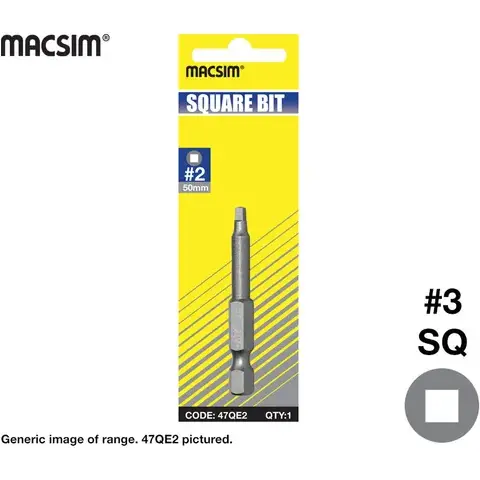 1/4" Hex Shank Square Drive Bit – 3 Mm × 75 Mm 1