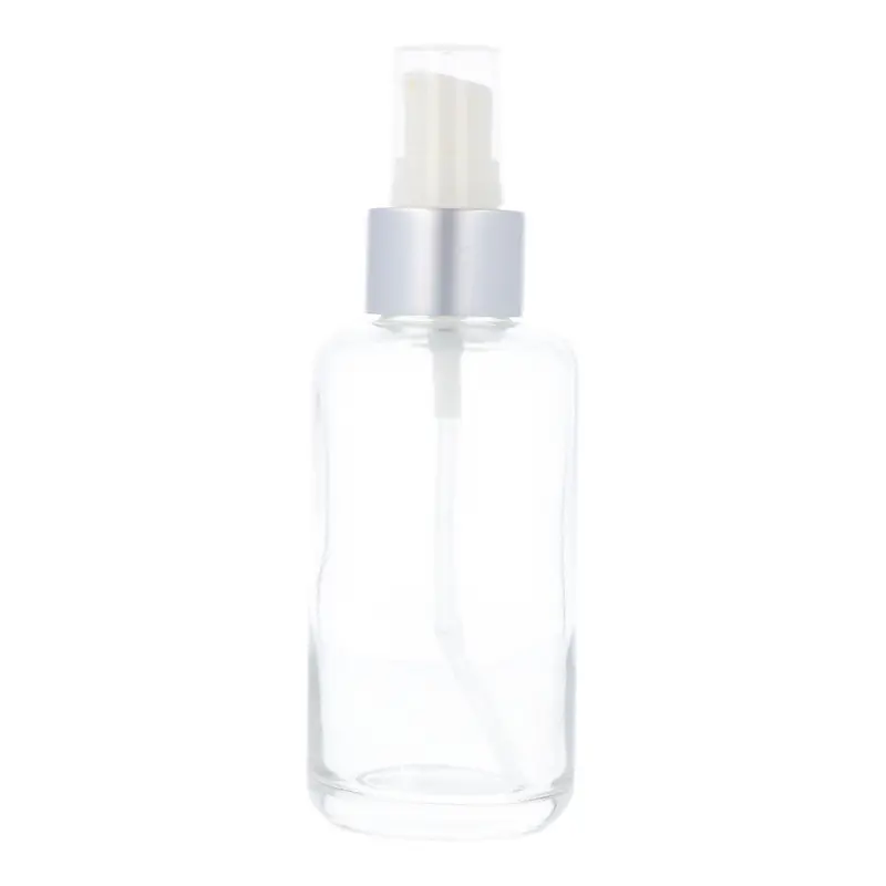 100Ml Clear Glass Serum Bottle With White Pump Dispenser 1