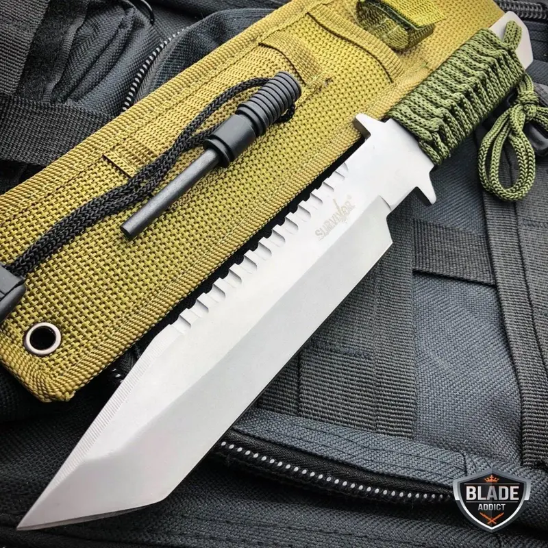11-Inch Fixed-Blade Tactical Bowie Knife With Firestarter Kit – Complete Survival Set 1