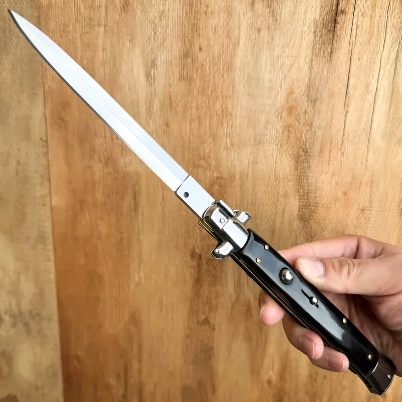 13-Inch Black Italian-Style Stiletto Auto Switchblade 1