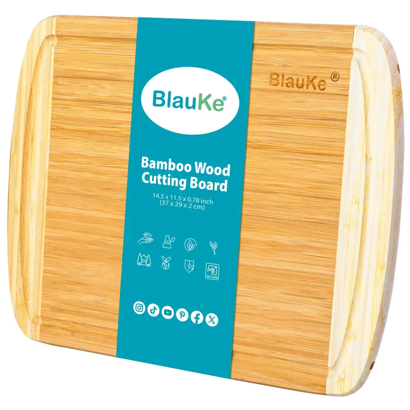14×11 In Premium Bamboo Chopping Board With Juice Channel 1