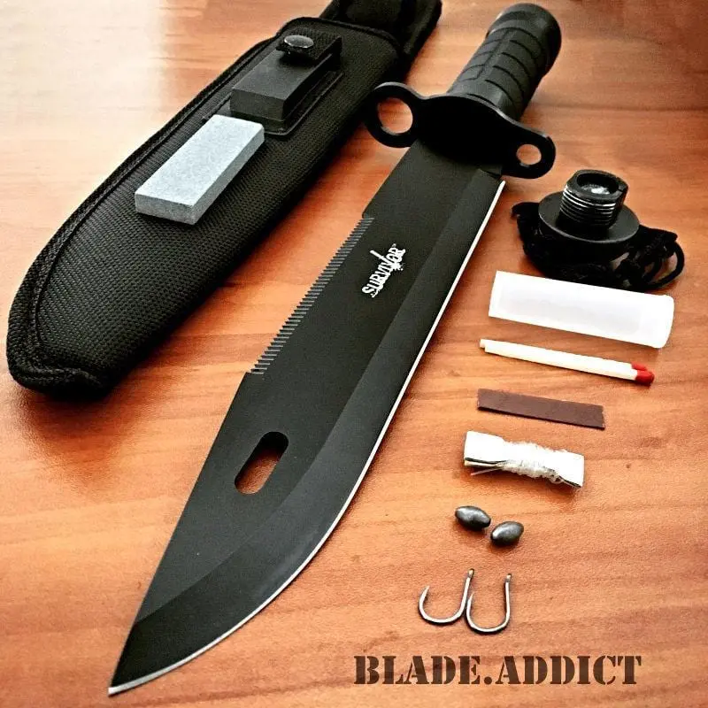 15-Inch Tactical Camping Knife – Full-Tang Fixed Blade With Survival Kit And Sheath 1