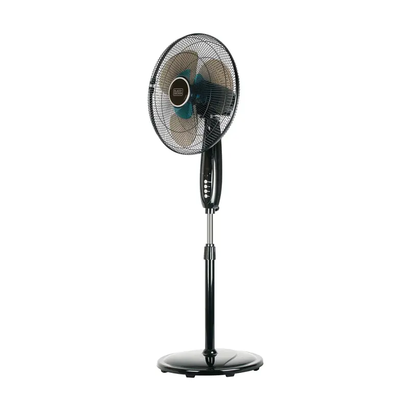 16-Inch Dual-Blade Stand Fan – Black, Remote Included 1