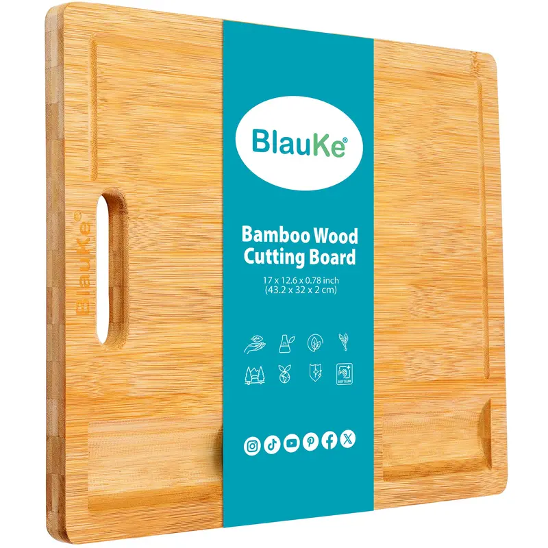17×12.5 In Extra-Large Bamboo Cutting Board With Compartments 1
