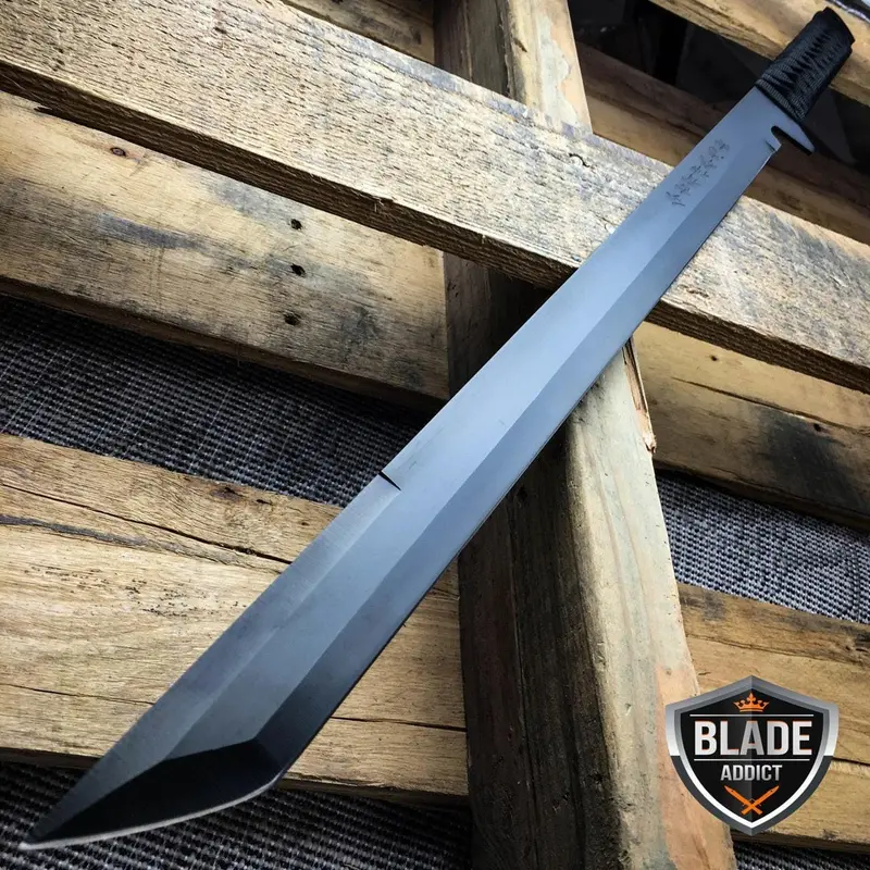 2-Piece 27-Inch Full-Tang Ninja Machete Katana Hybrid Survival Swords 1