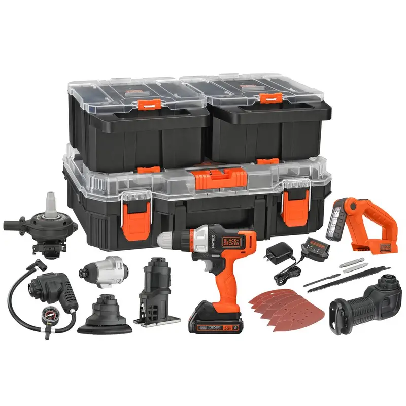 20V Max Powerconnect Matrix Cordless Drill Kit – 8 Interchangeable Attachments + Case, Battery & Charger 1