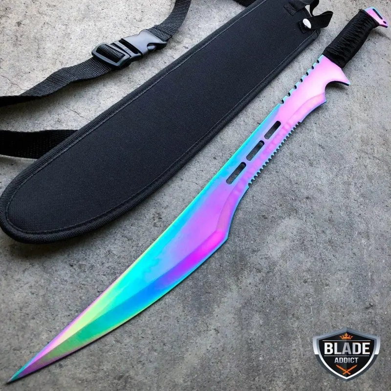 27-Inch Rainbow-Finished Full-Tang Ninja Katana Machete 1