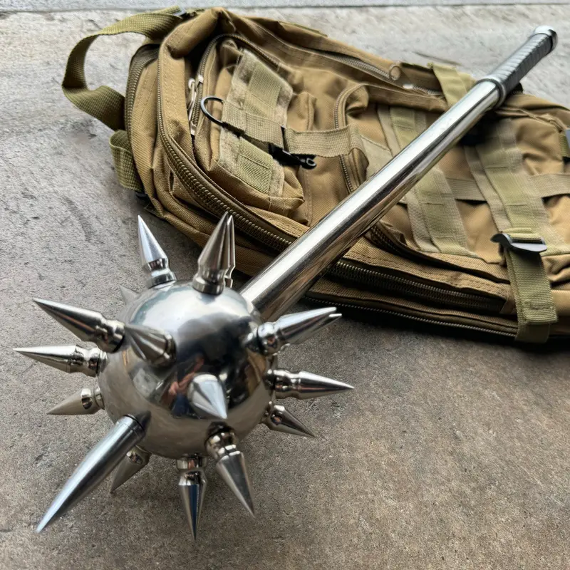 36-Inch Silver-Finished Medieval Morning Star Mace – Spiked Ball Weapon Replica 1
