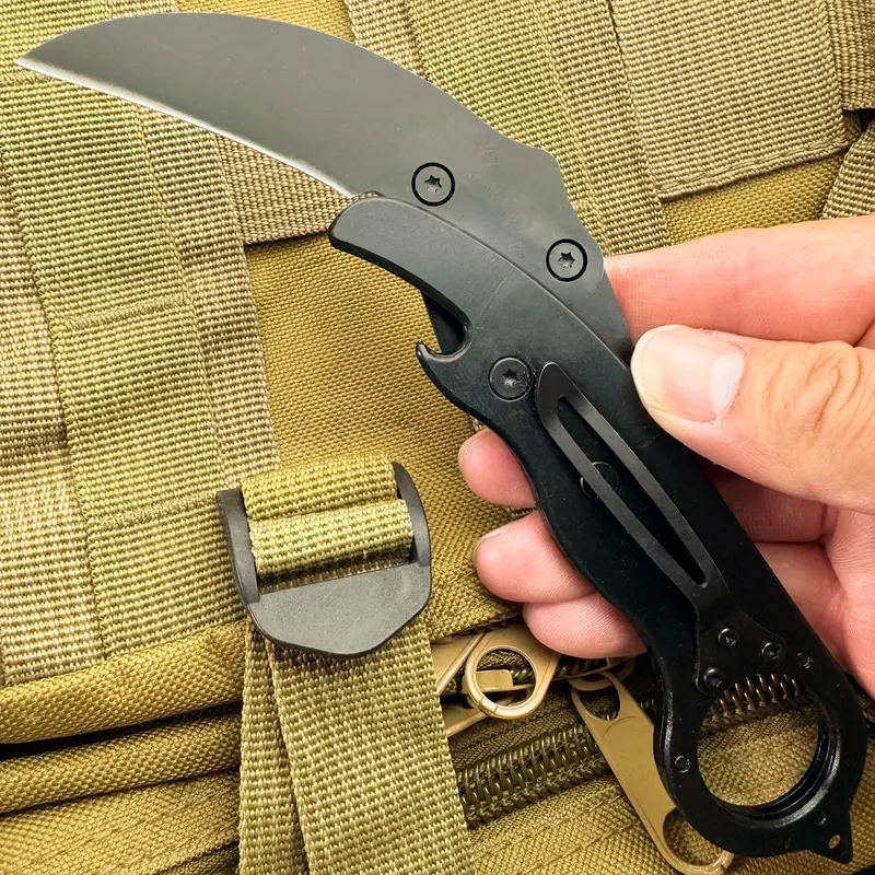 7-Inch Black Karambit Knife – Quick-Folding Self-Defense Tool 1