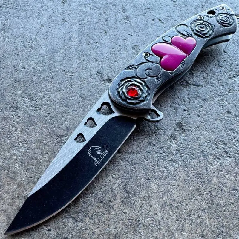 7-Inch Heart-Designed Love-Themed Spring-Assisted Knife 1