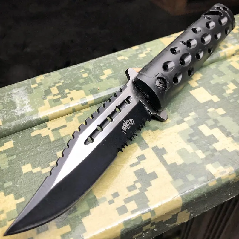 8.5-Inch Black Rescue Folding Knife – Spring-Assisted Tactical Pocket Tool 1