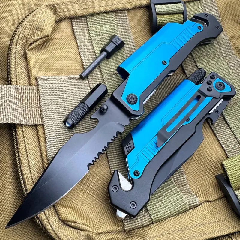 8.5-Inch Blue Rescue Knife With Built-In Led Light 1