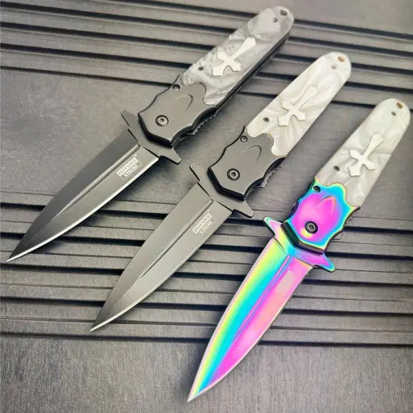 8.5-Inch Cross Spring-Assisted Folding Pocket Knife 1