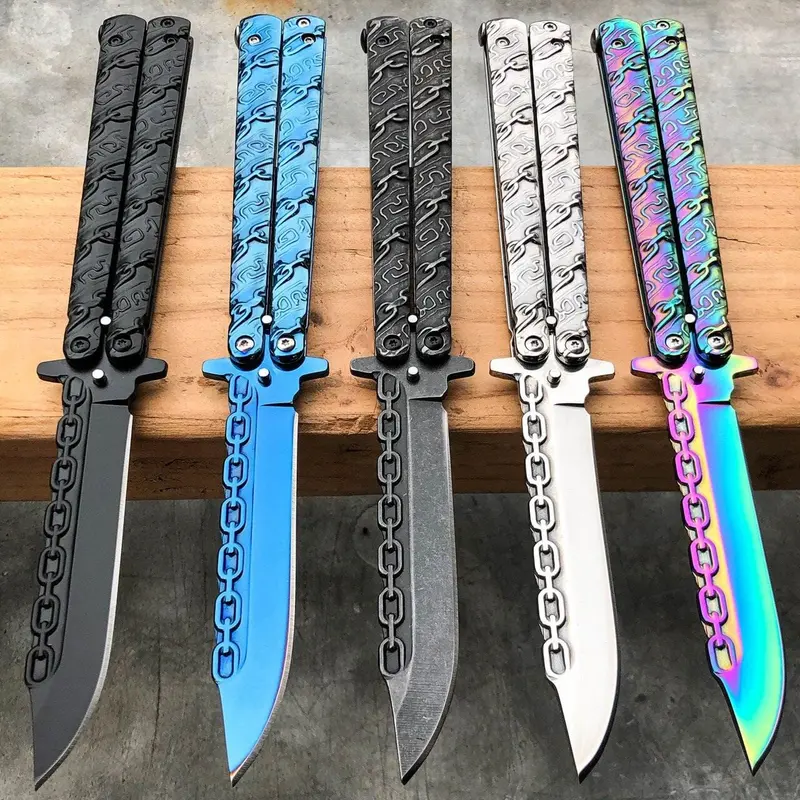 8.75" Fantasy Chain-Link Themed Balisong Knife 1