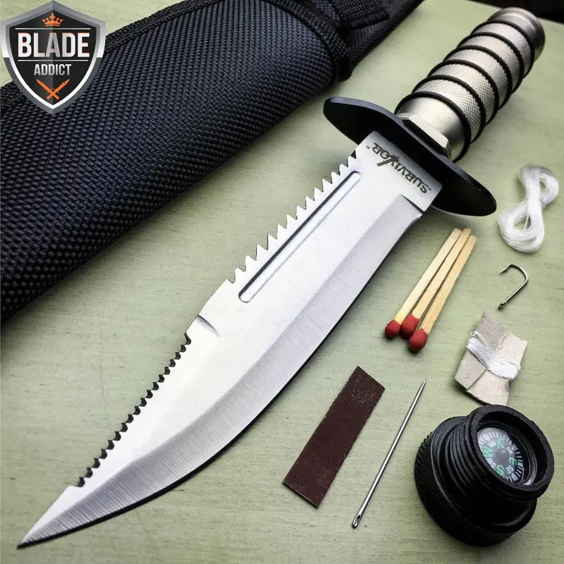 9.5-Inch Rambo Tactical Hunting Knife – Army-Grade Bowie With Survival Kit 1