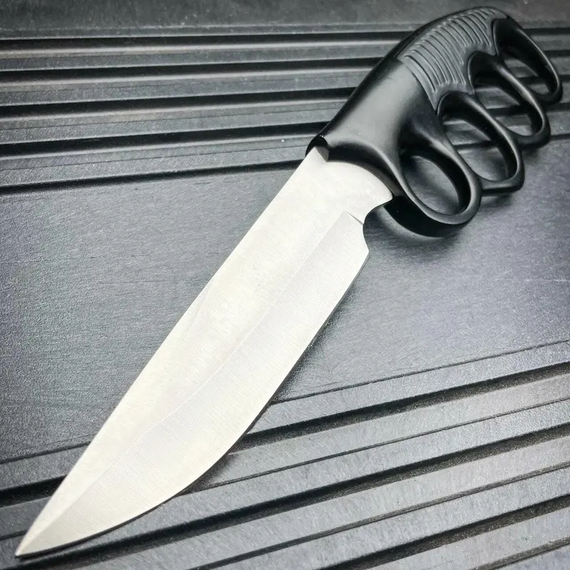 9.5-Inch Tactical Trench Knife With Silver-Finished Blade 1