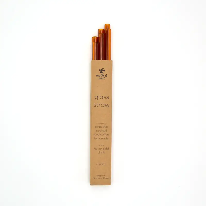 9-Inch Amber Glass Reusable Drinking Straw 1