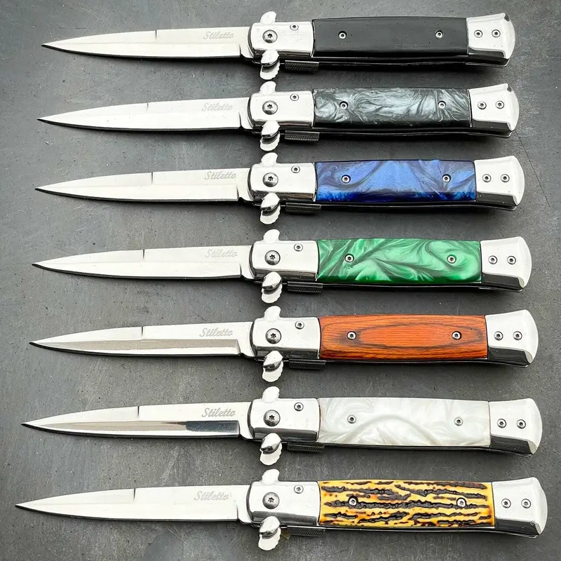 9-Inch Classic Italian Stiletto – Spring-Assisted Folding Pocket Knife 1