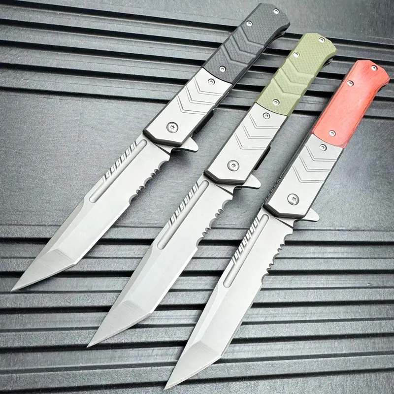 9-Inch Military-Grade G10-Handled Tactical Knife – Spring-Assisted Folding Blade 1