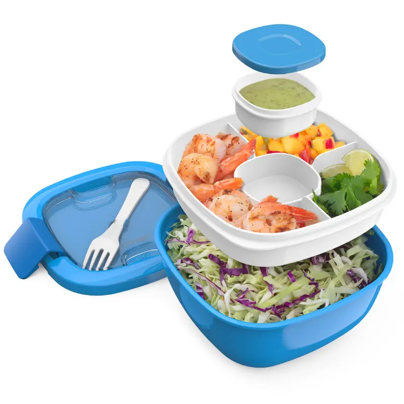 All-In-One Bentgo Salad Container With Dressing Compartment & Crisper Tray 1