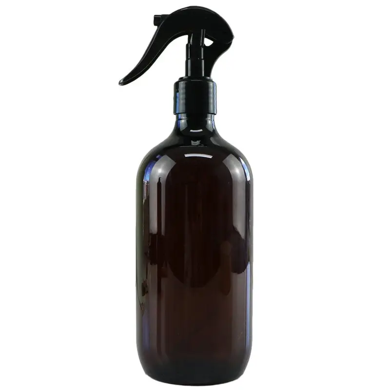 Amber Pet Plastic Bottle With Black Trigger Spray – 500Ml 1