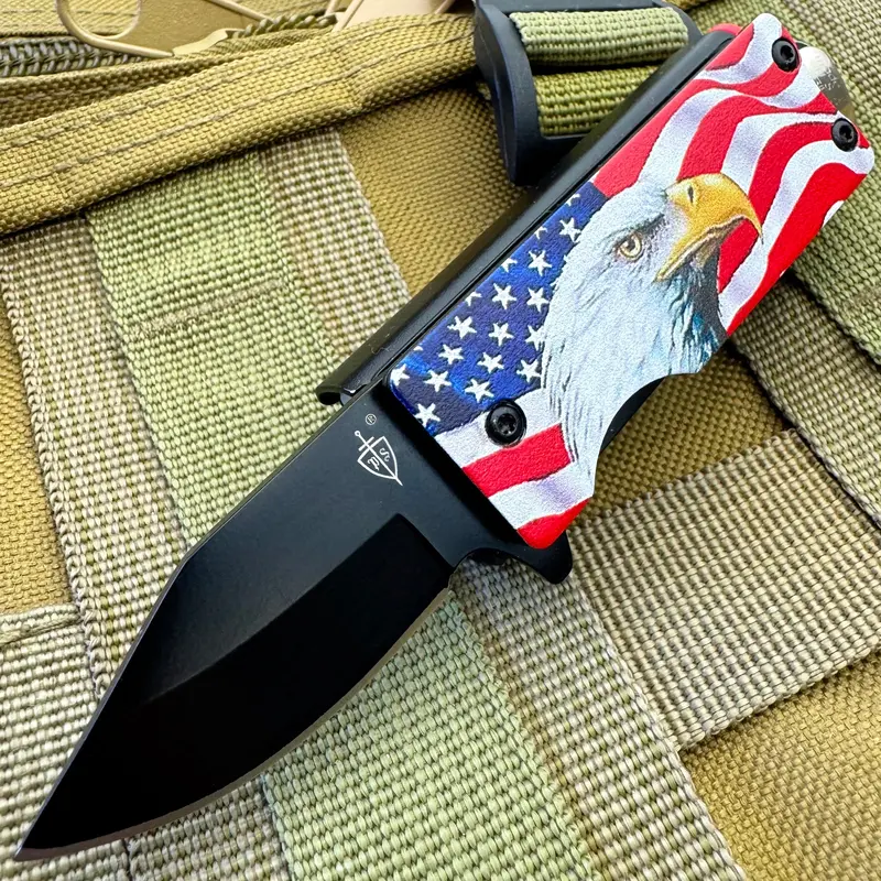 Bald Eagle & American Flag Lighter Holder With Spring-Assisted Pocket Knife And Edc Multi-Tool 1