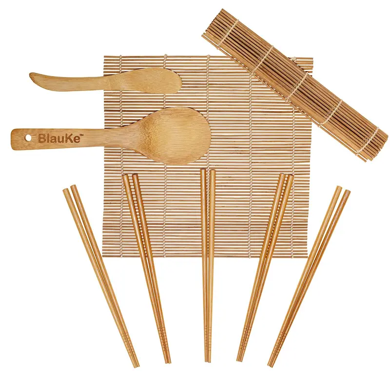 Beginner-Friendly Sushi Making Kit With Bamboo Rolling Mats, Reusable Chopsticks, Rice Paddle & Spreader 1