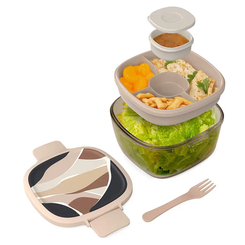 Bentgo Glass All-In-One Salad Container With Print Design 1