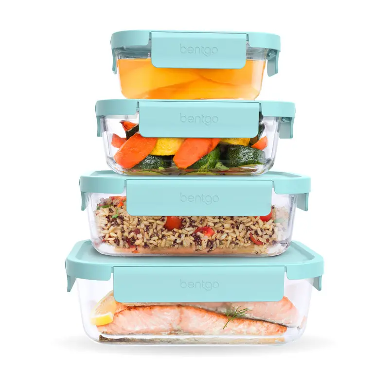 Bentgo Glass Leak-Proof Food Storage Set – 8-Piece Stackable Collection 1
