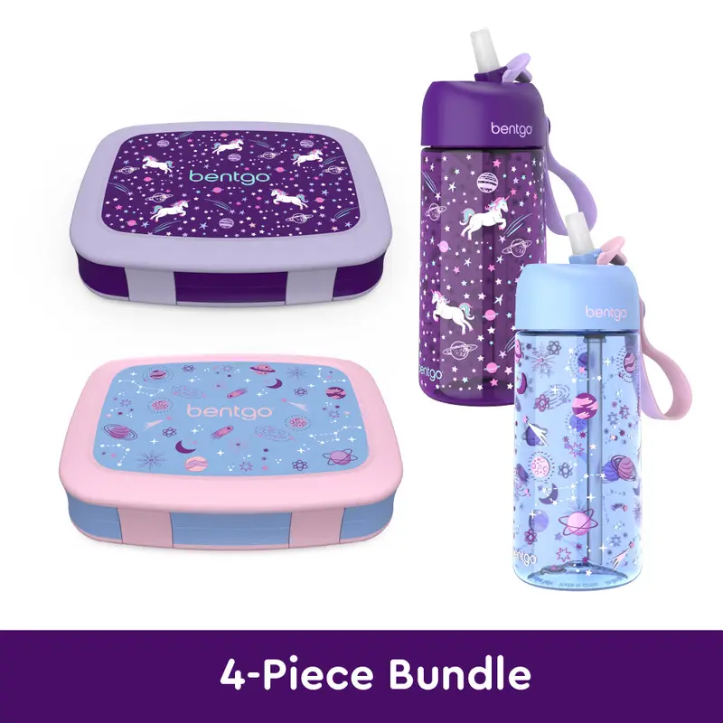 Bentgo Kids Printed Lunch Box And Water Bottle Bundle 1