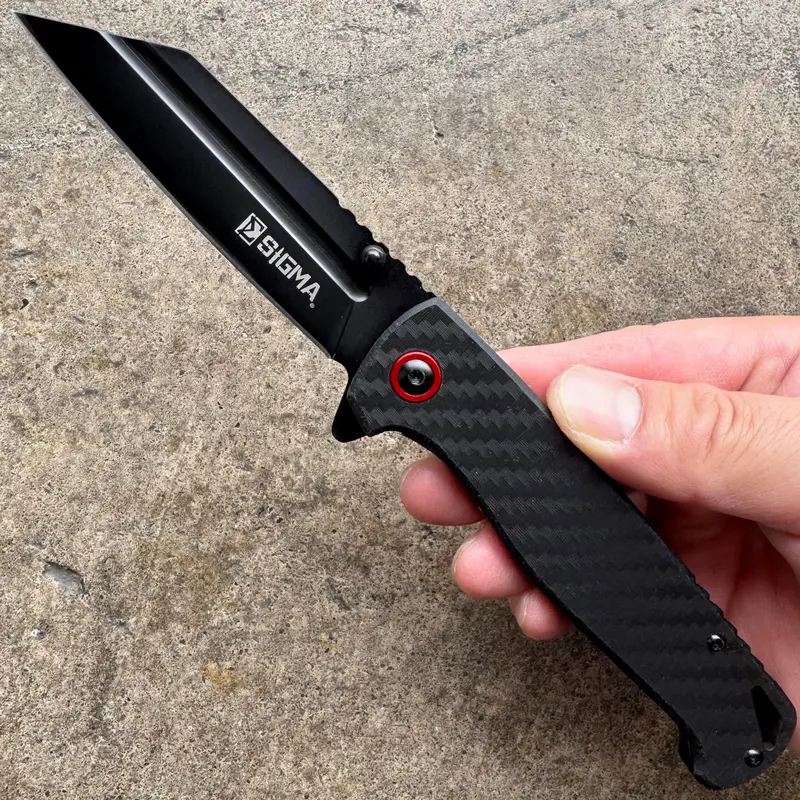 Black-Coated Carbon Fiber Pocket Knife – Ball-Bearing Pivot For Smooth One-Handed Opening 1