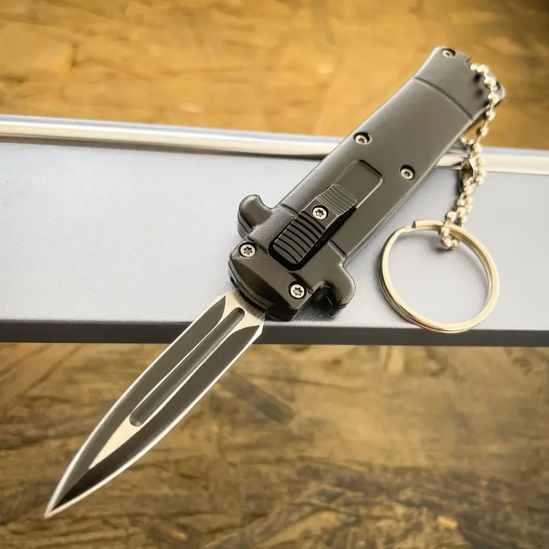 Black Mini Stiletto Otf Keychain Knife – Sleek & Portable 1