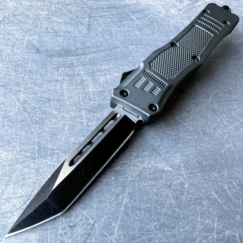 Black Phantom Otf Knife With Sharp Tanto-Style Cutting Edge 1