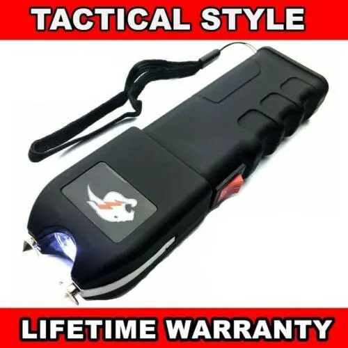 Black Tactical Rechargeable Led Flashlight With 999-Million-Volt Stun Capability 1