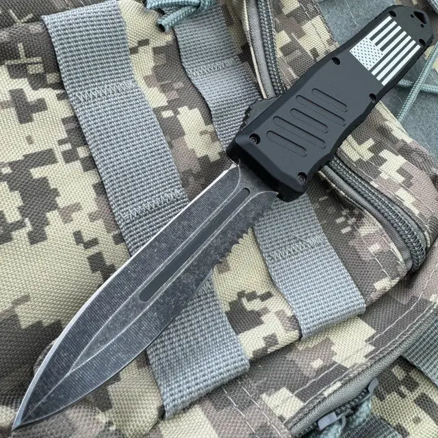 Black Usa Flag Havoc Out-The-Front (Otf) Knife 1