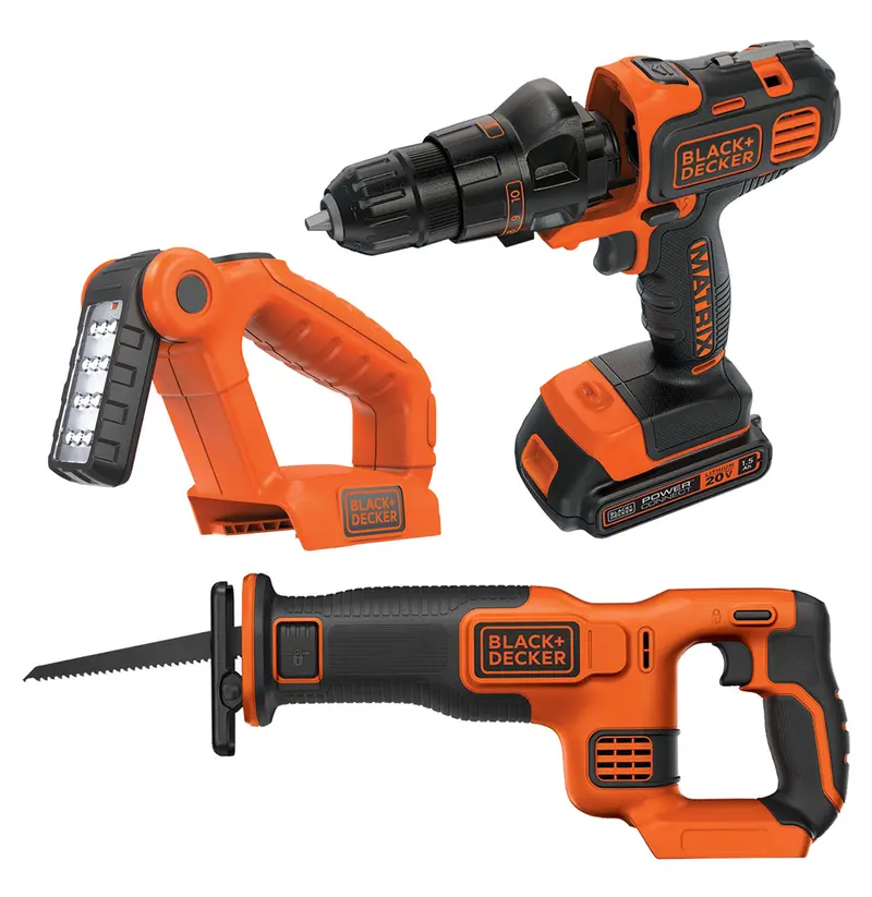 Black+Decker 20V Max Matrix Cordless Drill & Reciprocating Saw Bundle With Led Light 1