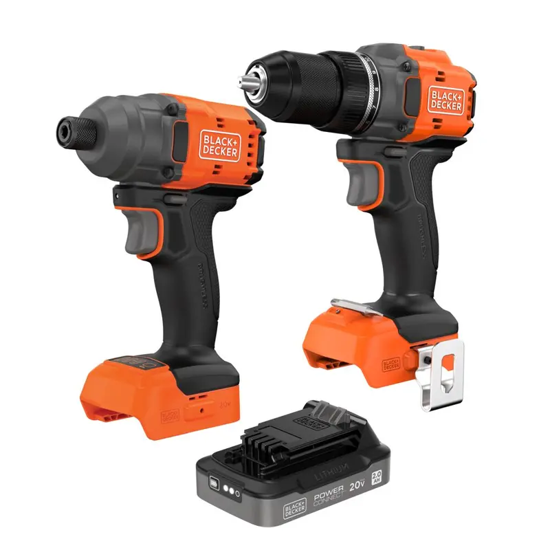 Black+Decker 20V Max Powerconnect Cordless Brushless Drill/Driver + Impact Driver Combo Kit (Battery + Charger Included) 1