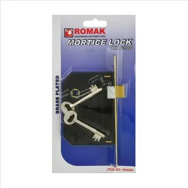 Brass-Plated Romak Mortice Lock – 100 × 75 Mm 1