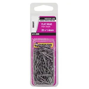 Bright-Finish Flat Head Nails – 20 Mm × 1.4 Mm – 200-Piece Pack 1