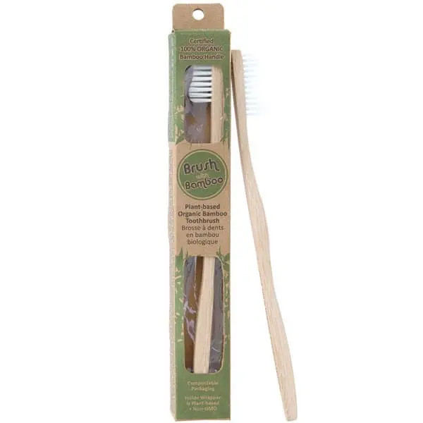 Brush With Bamboo Adult Soft Toothbrush – Castor Bean Oil Bristles, Sustainable Handle 1
