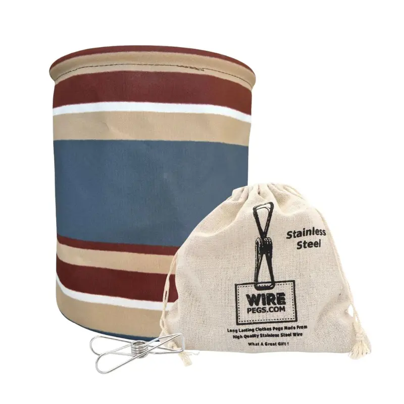 Canvas Peg Bag With Stainless Steel Pegs Bundle 1