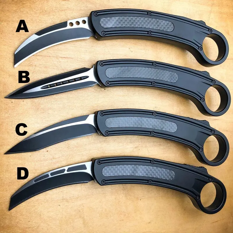 Carbon Fiber Dual-Action Otf Tactical Karambit Knife 1