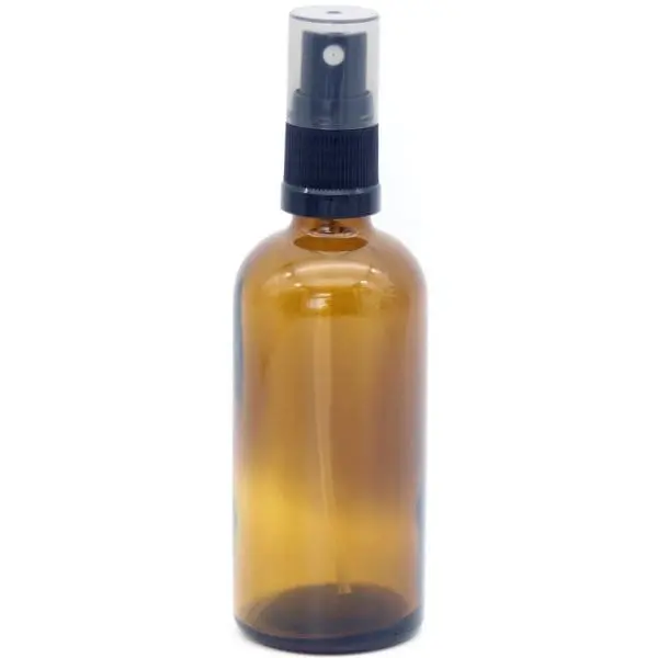Compact Amber Glass Atomiser Bottle – 100Ml, Black Cap 1