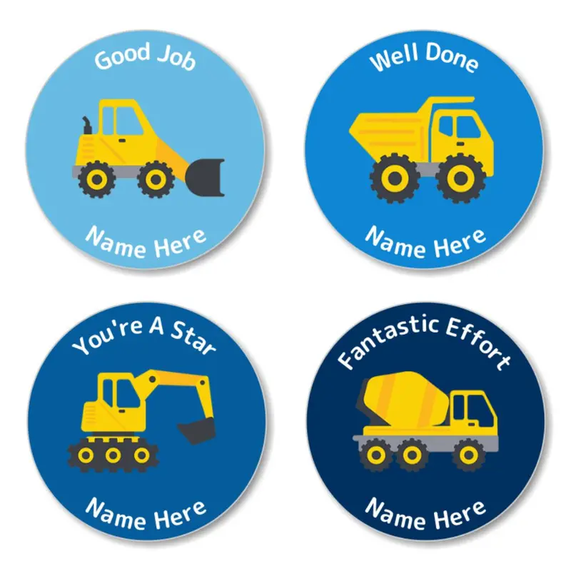 Construction-Themed Reward Stickers Featuring Little Diggers 1