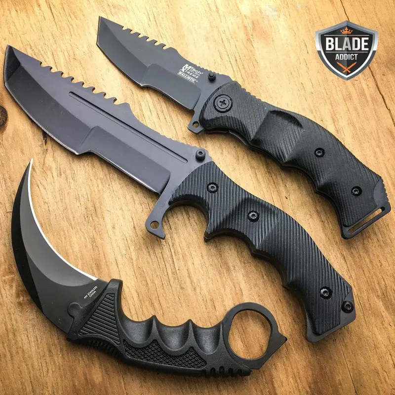 Counter-Strike Tactical Knife Set – 3-Piece Black Huntsman Collection For Csgo Enthusiasts 1