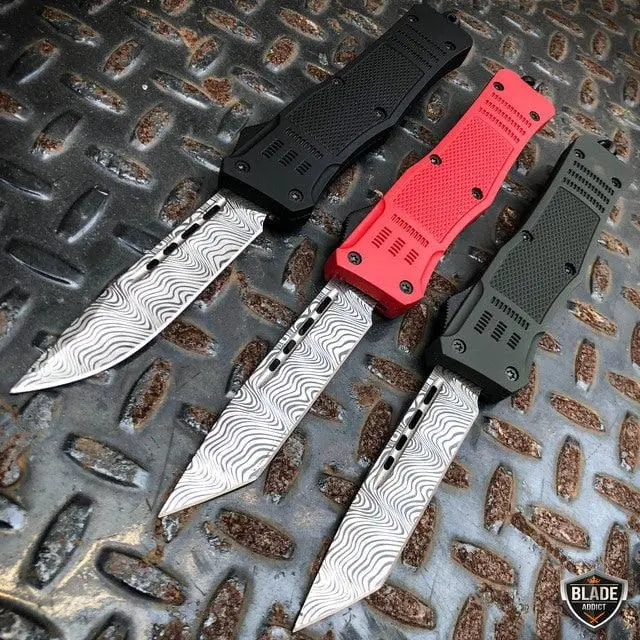 Damascus Steel Ghost-Out-The-Front Automatic Knife 1