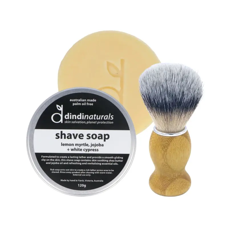 Dindi Naturals Shaving Essentials Set – Organic Shave Soap + Bamboo Brush Duo 1