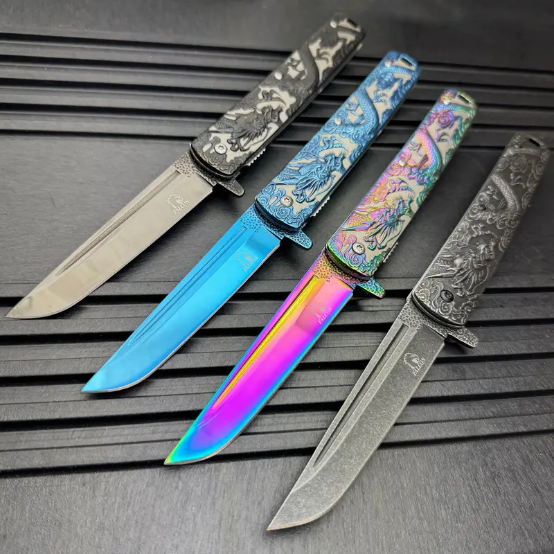 Dragon-Embossed Spring-Assisted Folding Knife 1