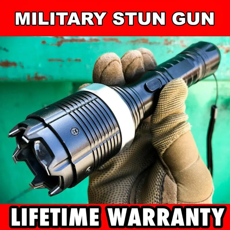 Eight-Inch Swat-Grade Rechargeable Stun Flashlight With Zoom Led Functionality 1